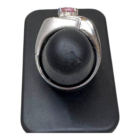 Sterling Silver Pink Tourmaline Statement Ring Unique Elegant Gemstone Size 6 - Picture 4 of 9